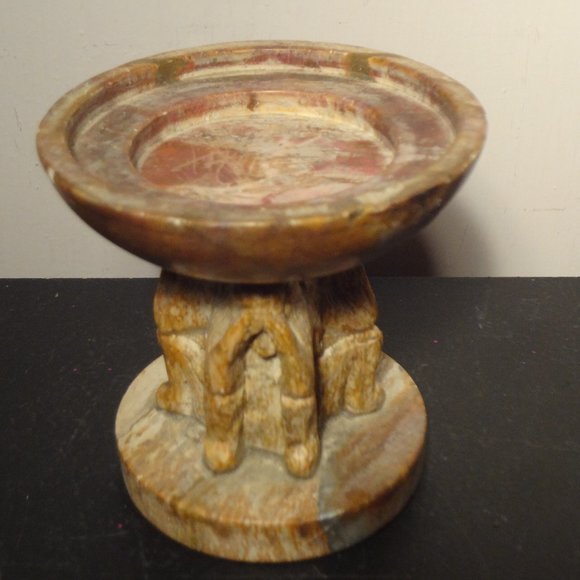 Morality Monkeys Handcarved Stone Candle Holder - Picture 4 of 4